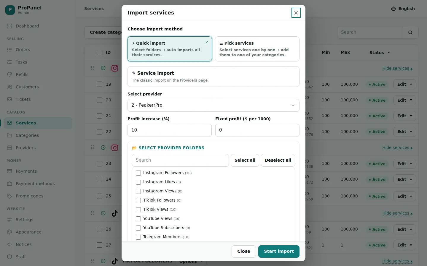 Import a provider in seconds